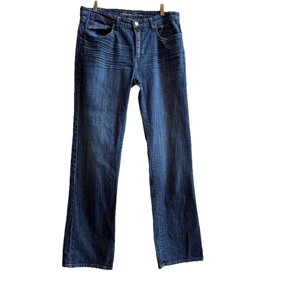 Kenneth Cole Men Jeans Dark Blue Straight Denim SZ-34x32 fits 32x32